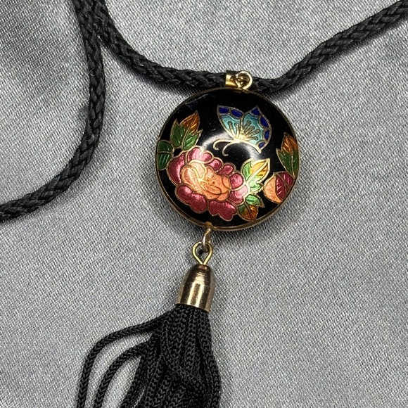 Floral Pendant Necklace with Tassel - Picture 1 of 2